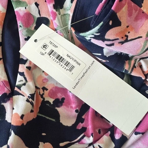 NWT London Times Petite Floral  Sleeveless A-line Midi Dress  Size 10P MSRP $108 - Picture 7 of 8